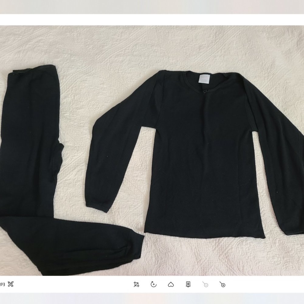 Partner's Intimates Black Thermal Top and Pant Set